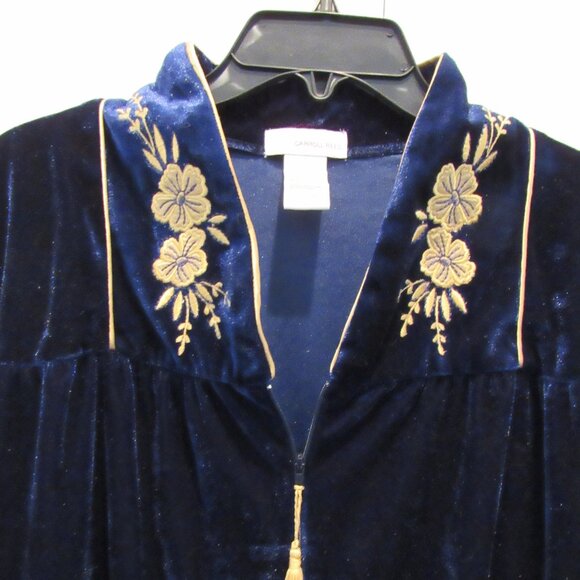 Vintage Carroll Reed Blue Velvet Dress Small - Picture 3 of 10